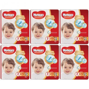 Kit de pañales ultraconfort Huggies Mis. 3 4-9 Kg 6 Paquetes de 21 pzs