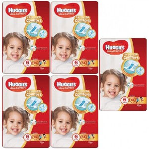 Kit de pañales ultraconfort Huggies Mis. 6 15-30 Kg 5 paquetes de 14 pzs