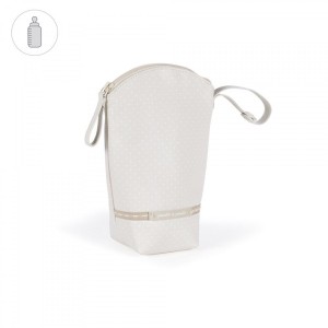 Pasito A Pasito Funda Para Biberón Laforet En Polipiel Beige Estampada Con Topitos