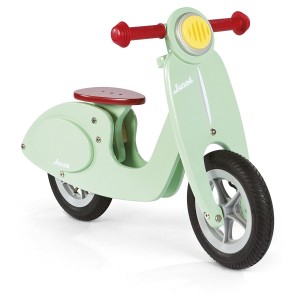 Janod 4503243 - Bicicleta De Madera Sillín Ajustable De 32 A 36,5 Cm Color Verde Menta