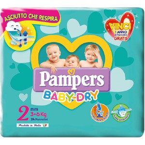 Pampers Baby Dry Mini Pañales 3-6 Kg Talla 2 (24pcs)