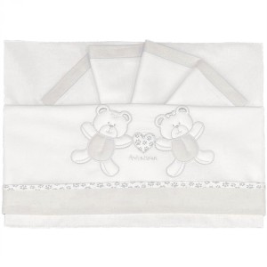 Andy & Helen Juego de Sábanas para Maxi Cuna Bordado D61 3 uds Gris