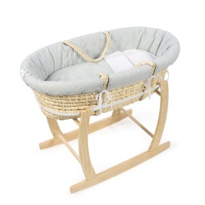 Cesta Puerta Enfant Pasito a Pasito Mimbre Natural + Soporte y Tapa Gris