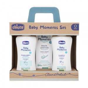 Chicco Baby Moments Set (Baño Corporal 200 ml, Champú 200 ml, Pasta Calmante 100 ml)