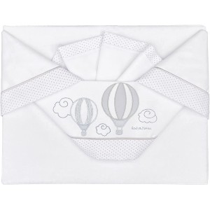 Set Lenzuola Andy & Helen per Maxi Culla Ricamato D01 3 pz Grigio