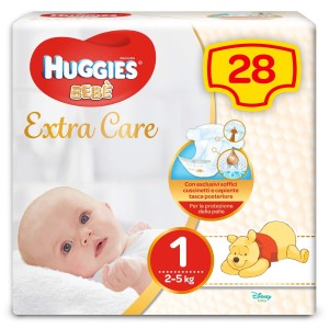 Pañales Huggies Extra Care 2-5 Kg Talla 1 (28uds)