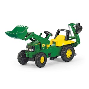 Rolly Toys Junior John Deere Tractor de Pedales con Frontal Loader y Re­tro­ex­ca­va­do­ra