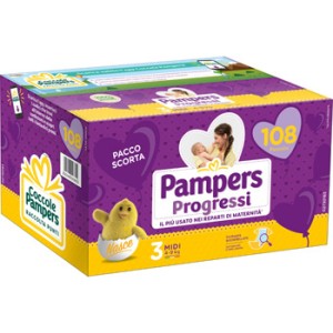 Quadripack Pañales Pampers Progressi Midi 4-9 Kg Talla 3 (108 uds)