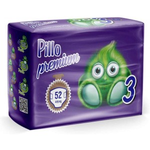 Pañales Pillo Premium Talla 3 Midi 4-9kg 52 uds.