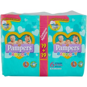 Bipack Pampers Baby Dry Extragrande 15-30 Kg Talla 6 (38ud)