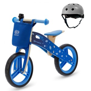 Bicicleta sin pedales Kinderkraft Runner con casco azul Galaxy
