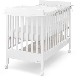 Cama azul Design Homi Baby Space White con cambiador blanco