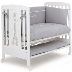 Cama reducida Co-Sleeping Gloria White Hearts con colchón + edredón