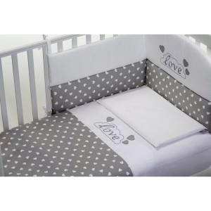 Juego de Edredón Baby Fashion Love 3pcs Blanco Gris