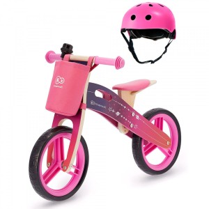 Bicicleta sin pedales Kinderkraft Runner con casco rosa