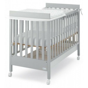 Cama azul Design Homi Baby Space Grey con cambiador blanco gris
