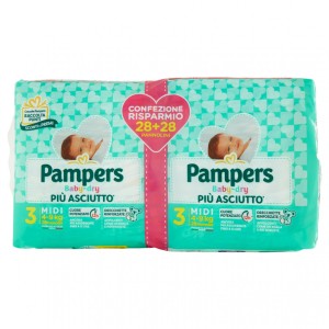 Bipack Pampers Baby Dry Pañales Talla 3 28 + 28pcs