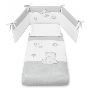 Juego de edredón Erbesi Star blanco gris